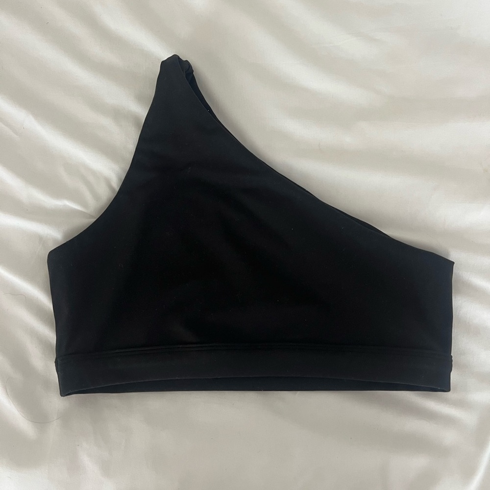 🌸SET Active Black One-Shoulder Sports Bra - Picture 3 of 4
